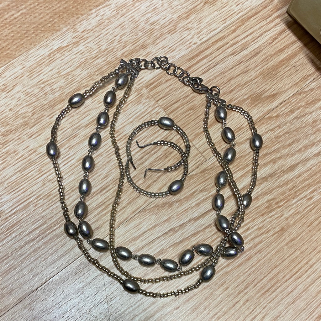 The Limited Silver Pearl Necklace Set 10$
